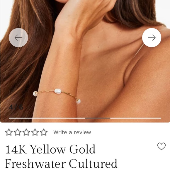 14k Yellow Gold Freshwater Cultured Pearl Station Paperclip Bracelet - Picture 6 of 10